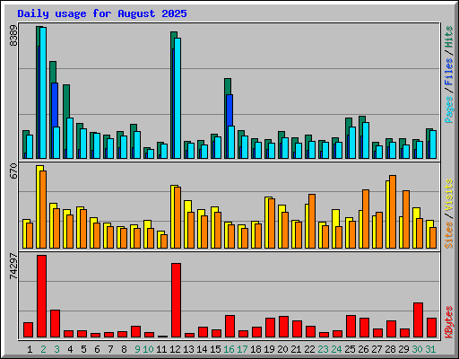 Daily usage for August 2025