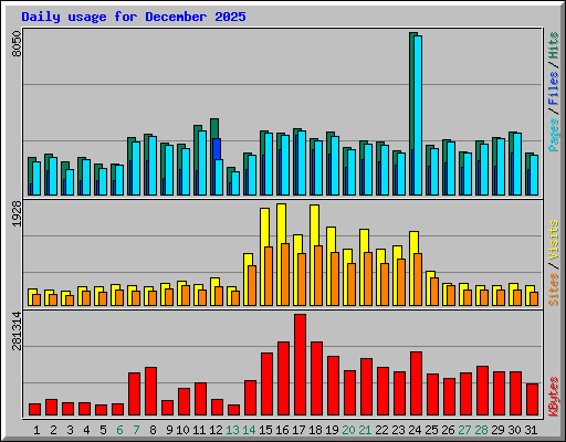 Daily usage for December 2025